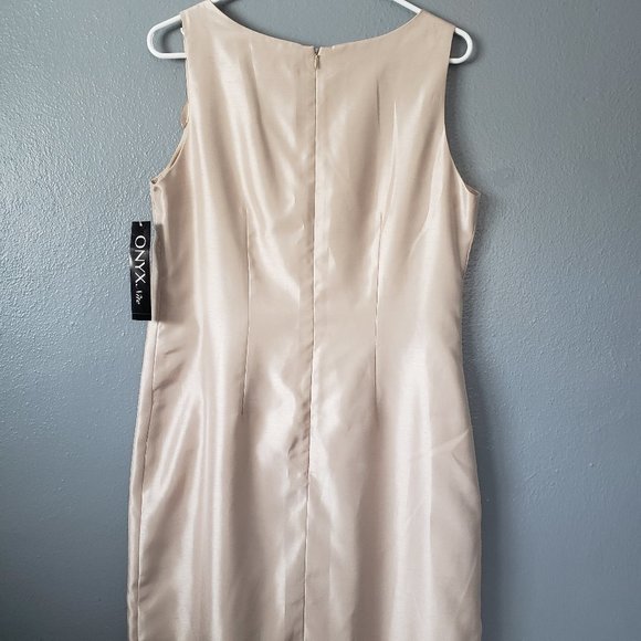 NWT Onyx Nite Long Dress Jacket Tan Sz 12 set 2 pc - Picture 2 of 8